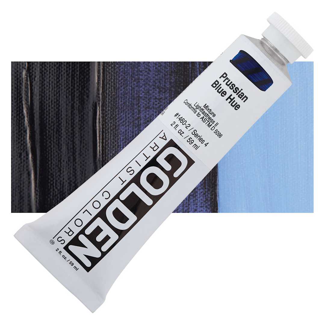 Open in modal - Golden Heavy Body Artist Acrylic - Prussian Blue Hue, 2 oz Tube and swatch