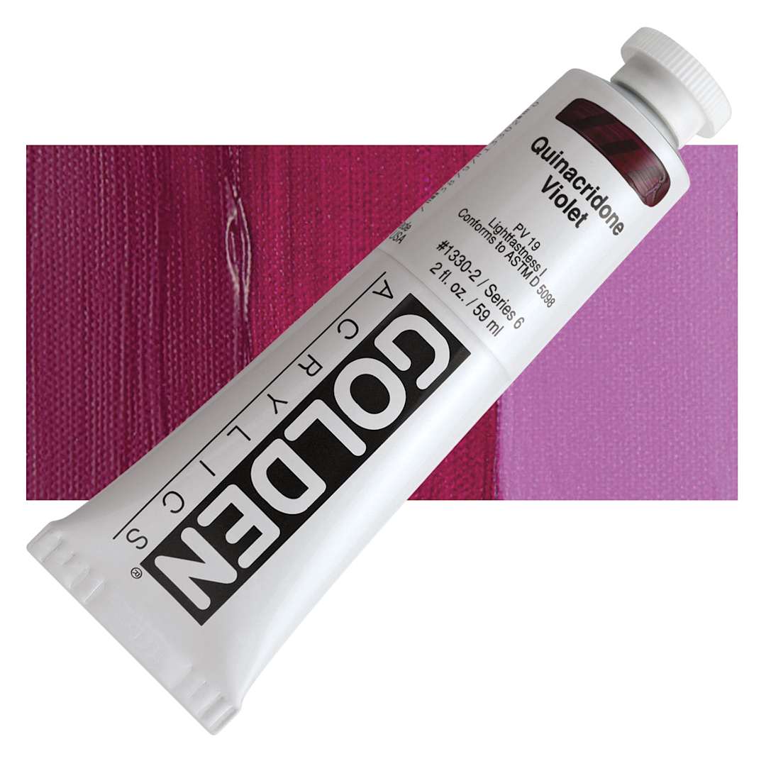 Open in modal - Golden Heavy Body Artist Acrylic - Quinacridone Violet, 2 oz Tube and swatch