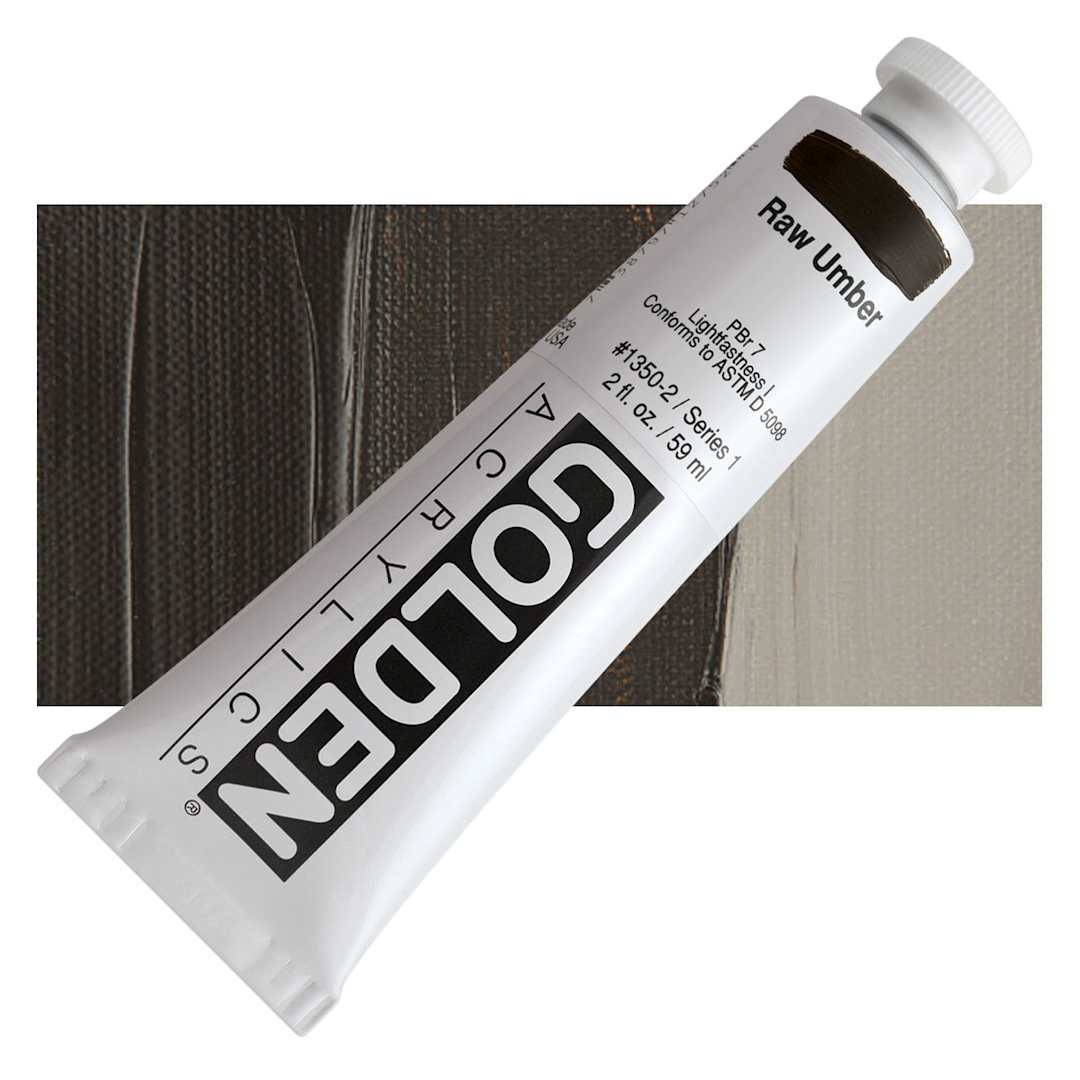 Open in modal - Golden Heavy Body Artist Acrylic - Raw Umber, 2 oz Tube and swatch