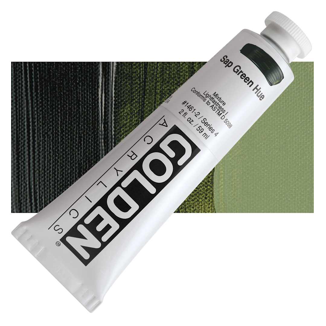 Open in modal - Golden Heavy Body Artist Acrylic - Sap Green Hue, 2 oz Tube and swatch