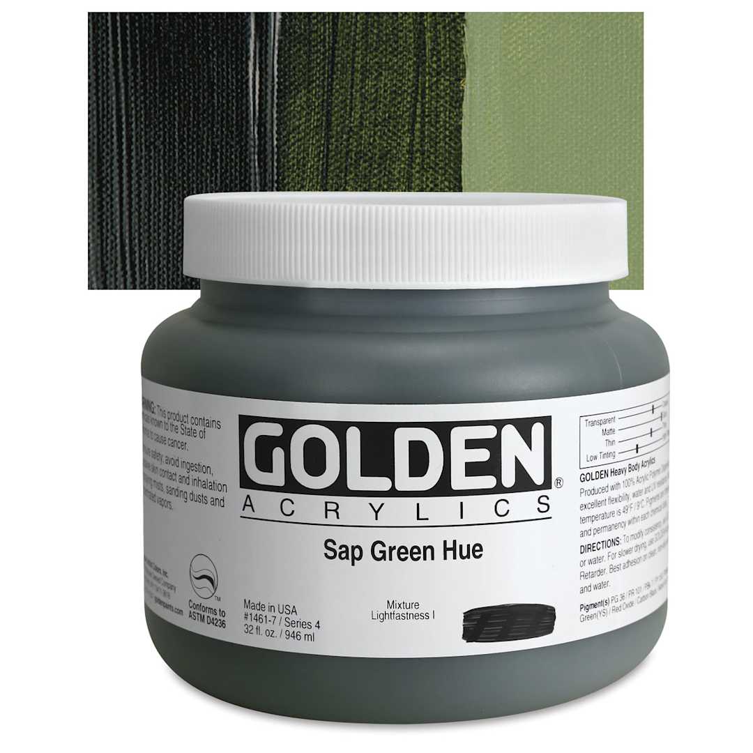 Open in modal - Golden Heavy Body Artist Acrylic - Sap Green Hue, 32 oz and swatch