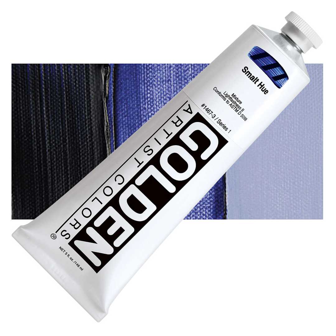 Open in modal - Golden Heavy Body Artist Acrylic - Smalt Historic Hue, 5 oz tube and swatch