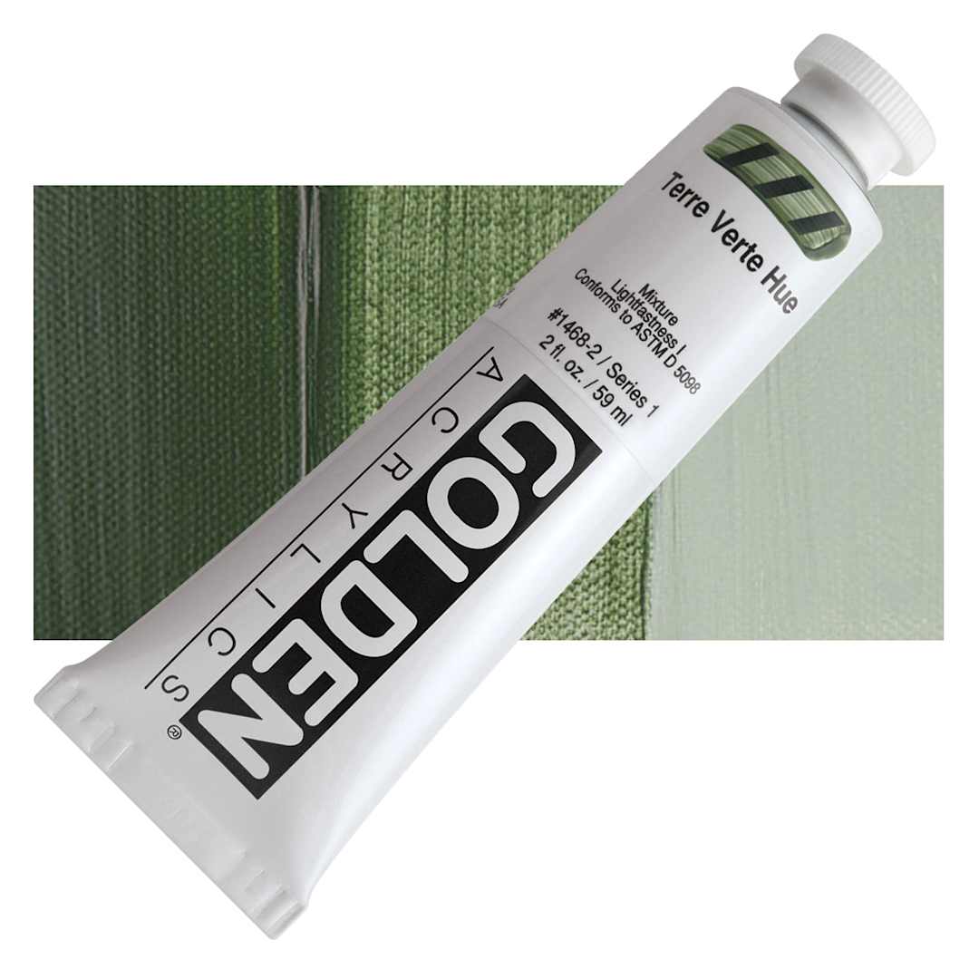 Open in modal - Golden Heavy Body Artist Acrylic - Terre Verte Hue, 2 oz Tube and swatch