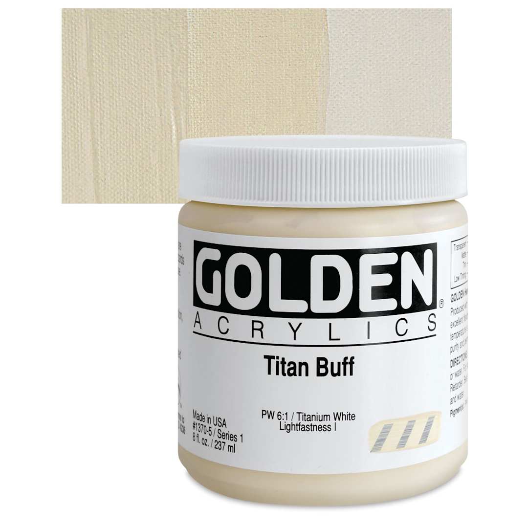 Open in modal - Golden Heavy Body Artist Acrylic - Titanium Buff, 8 oz Jar and swatch