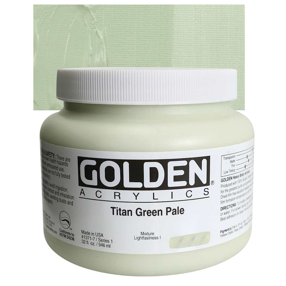 Open in modal - Golden Heavy Body Artist Acrylic - Titan Green Pale, 32 oz and swatch