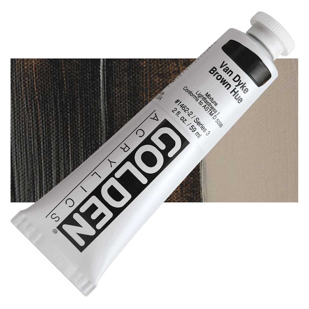 Open in modal - Golden Heavy Body Artist Acrylic - Van Dyke Brown Hue, 2 oz Tube and swatch