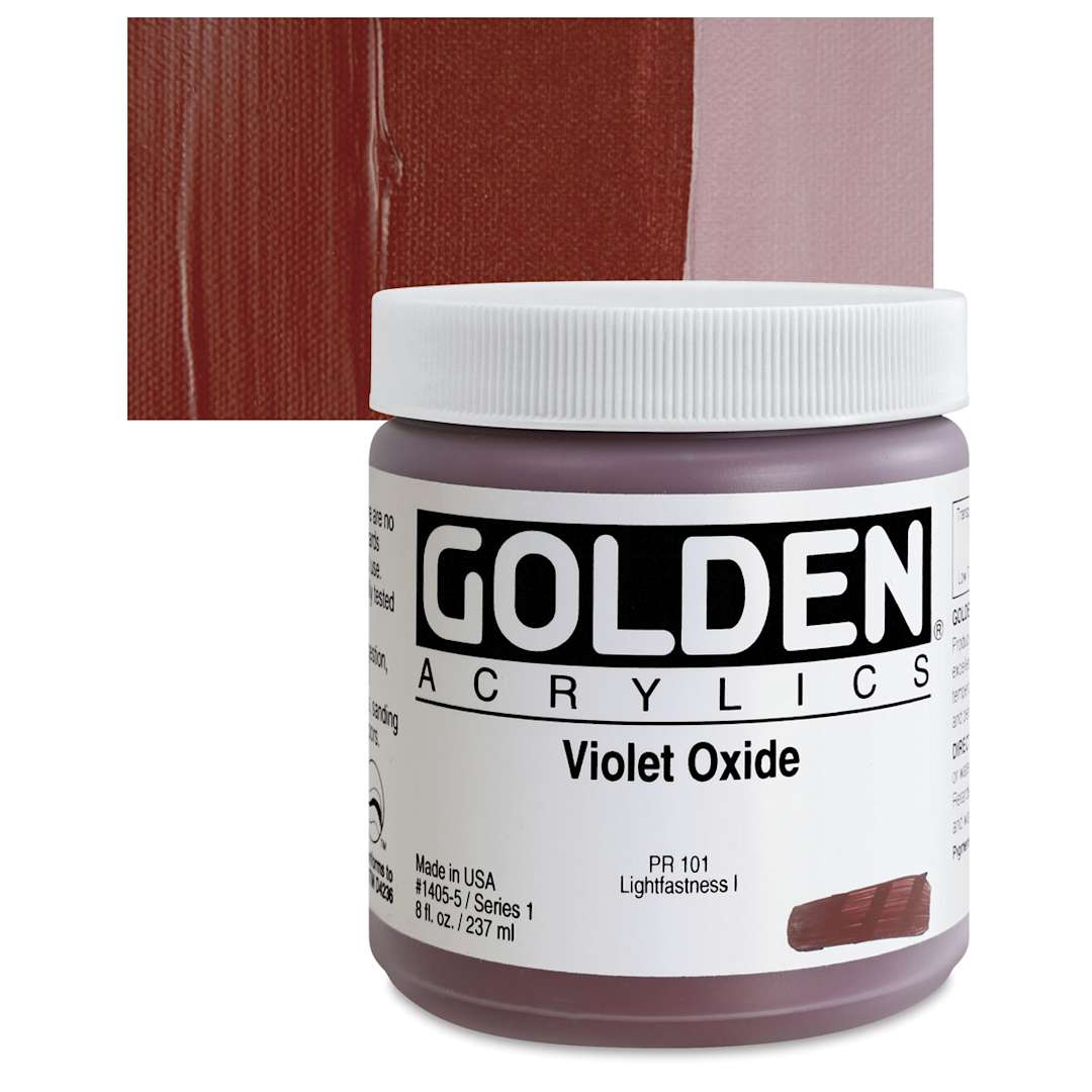 Open in modal - Golden Heavy Body Artist Acrylic - Violet Oxide, 8 oz Jar and swatch