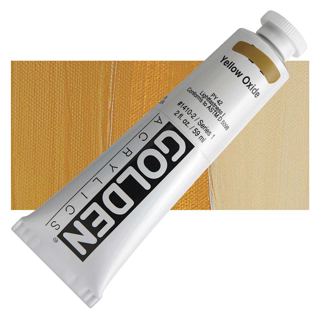 Open in modal - Golden Heavy Body Artist Acrylic - Yellow Oxide, 2 oz Tube and swatch