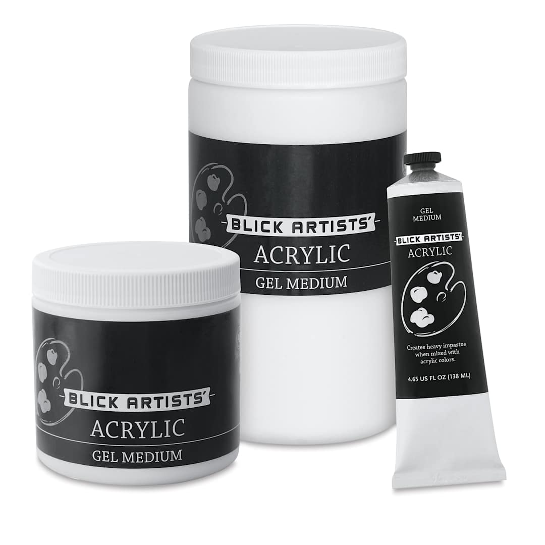 Open in modal - Blick Artists' Acrylic Gel Medium - 4.65 oz tube with 16 & 32 oz jars