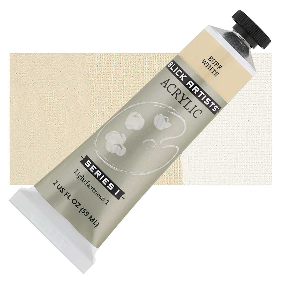 Open in modal - Blick Artists' Acrylic - Buff White, 2 oz tube and swatch