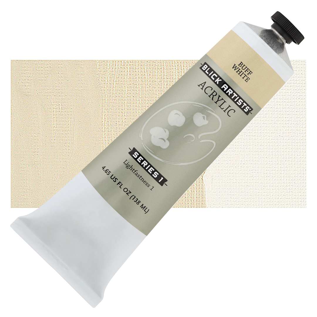 Open in modal - Blick Artists' Acrylic - Buff White, 4.65 oz tube and swatch