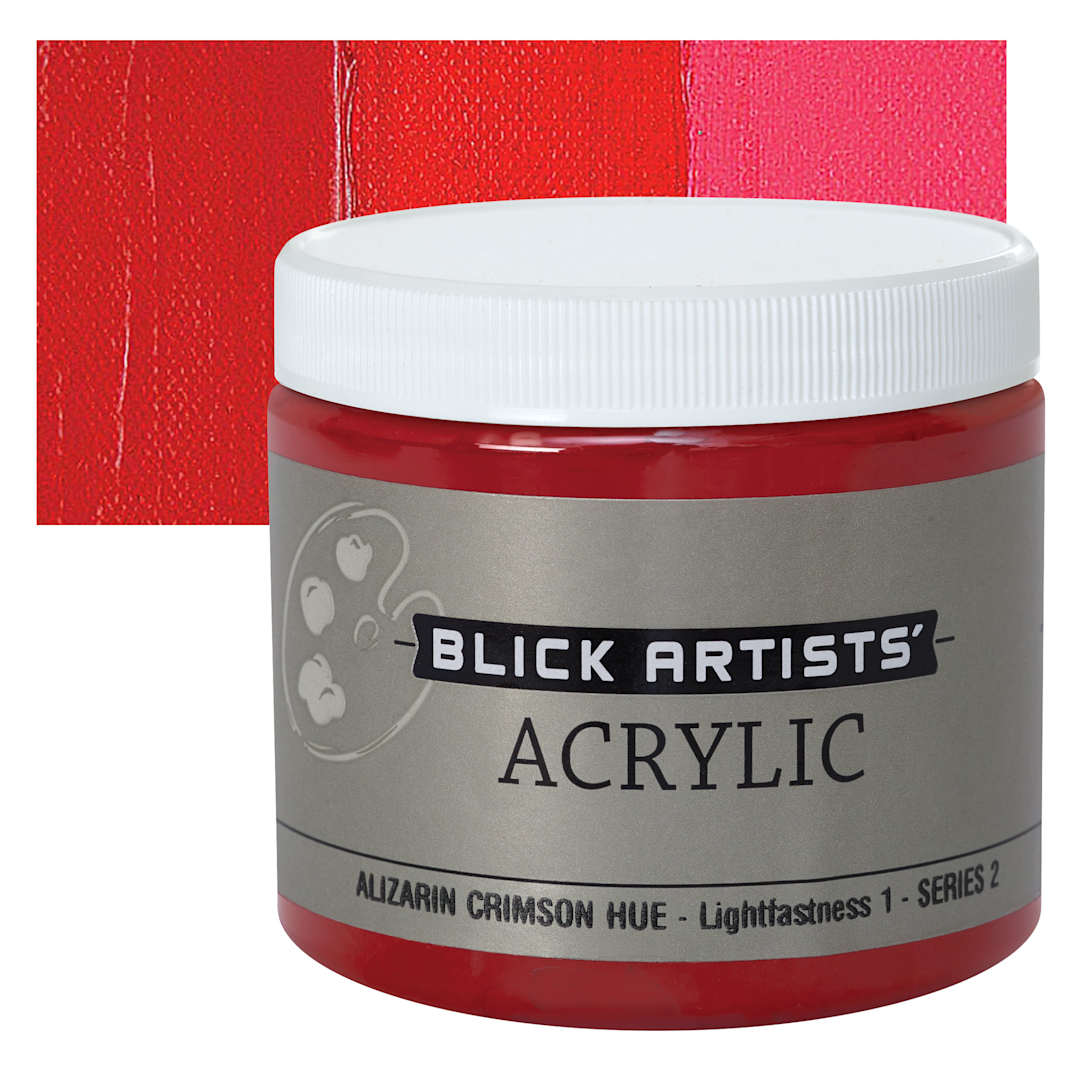 Open in modal - Blick Artists' Acrylic - Alizarin Crimson Hue, 16 oz and swatch