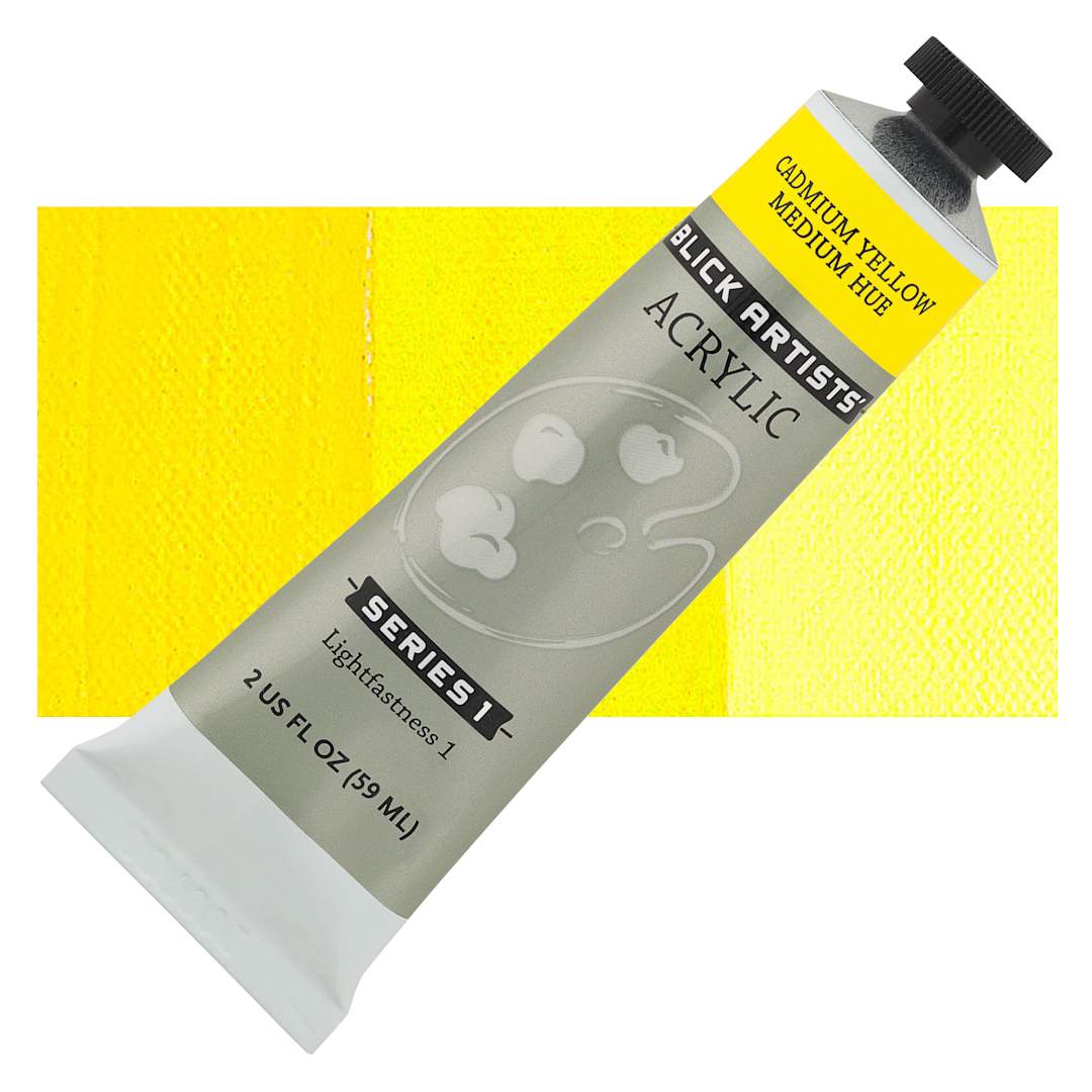 Open in modal - Blick Artists' Acrylic - Cadmium Yellow Medium Hue, 2 oz tube and swatch