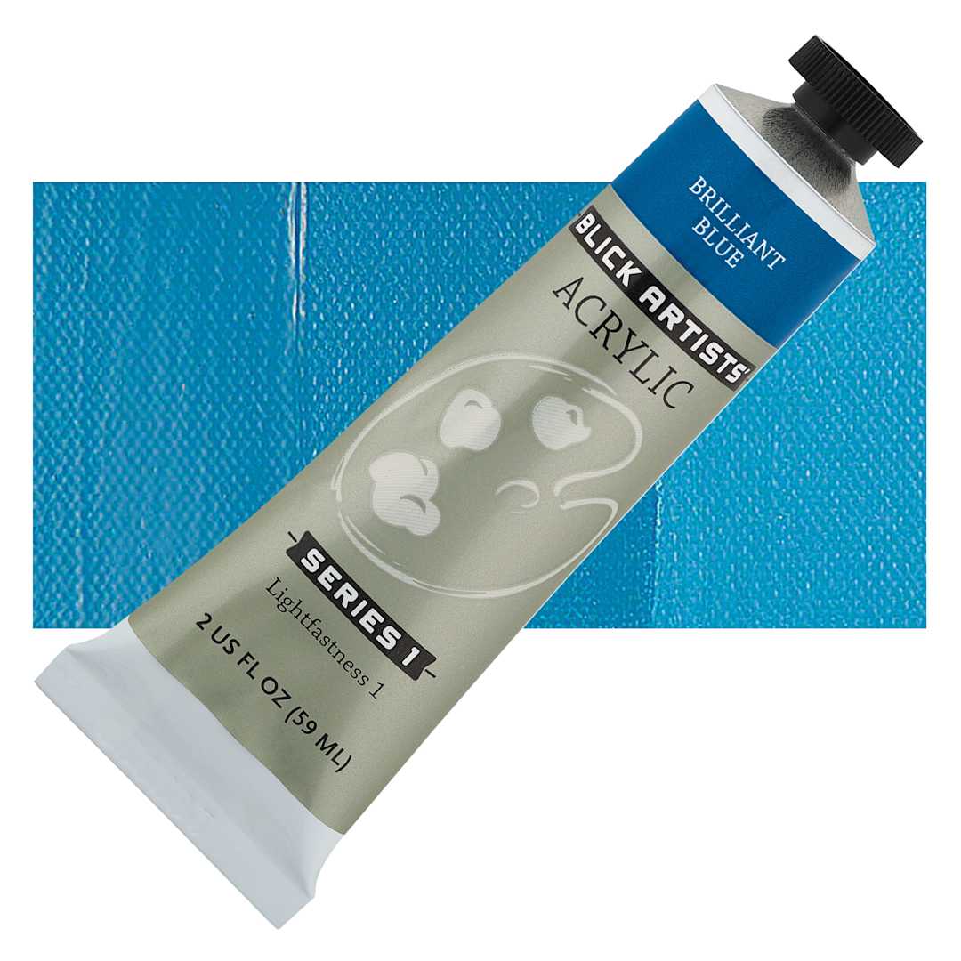 Open in modal - Blick Artists' Acrylic - Brilliant Blue, 2 oz tube and swatch