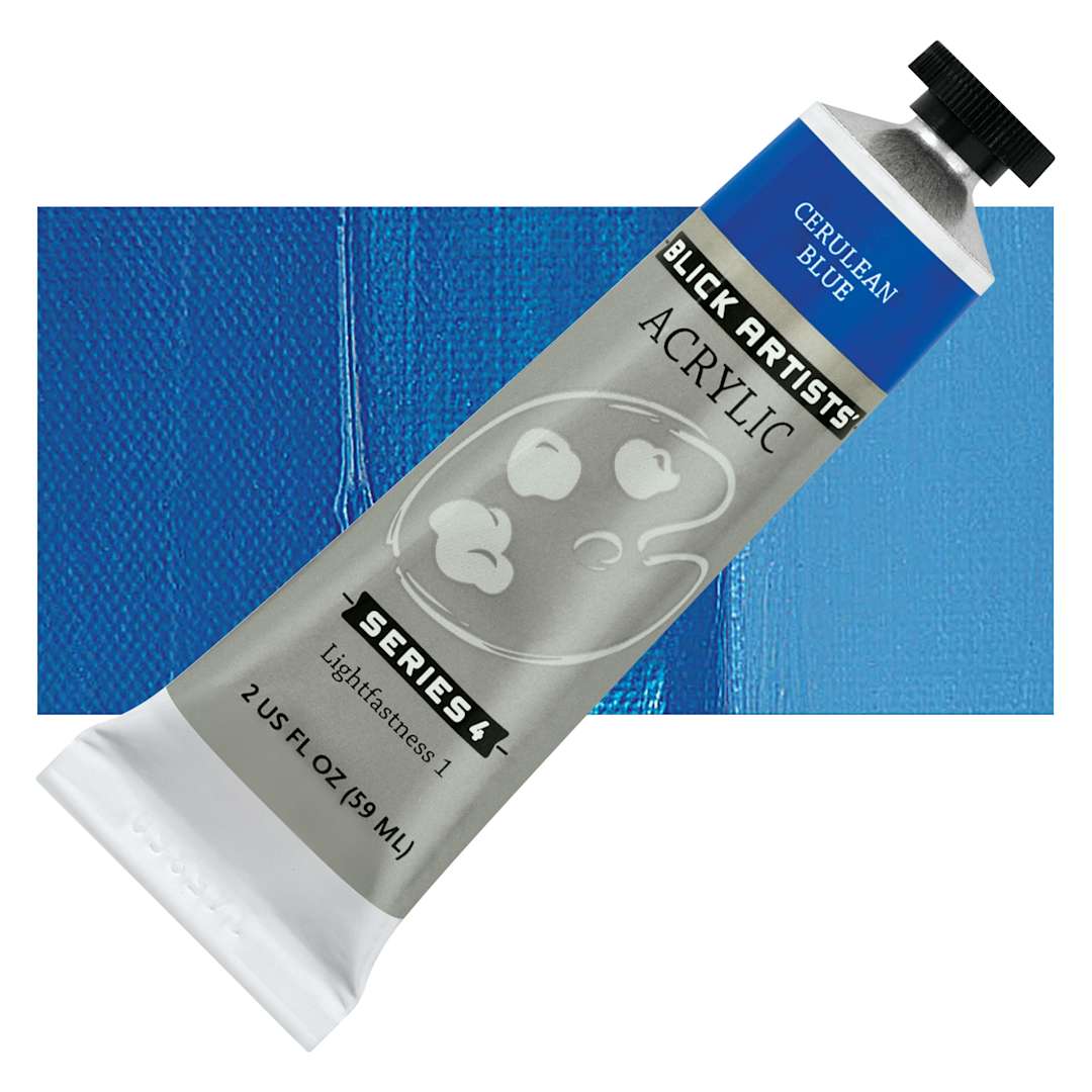 Open in modal - Blick Artists' Acrylic - Cerulean Blue, 2 oz tube and swatch