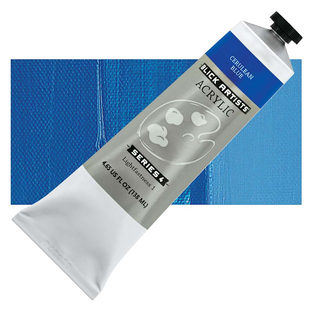 Open in modal - Blick Artists' Acrylic - Cerulean Blue, 4.65 oz tube and swatch