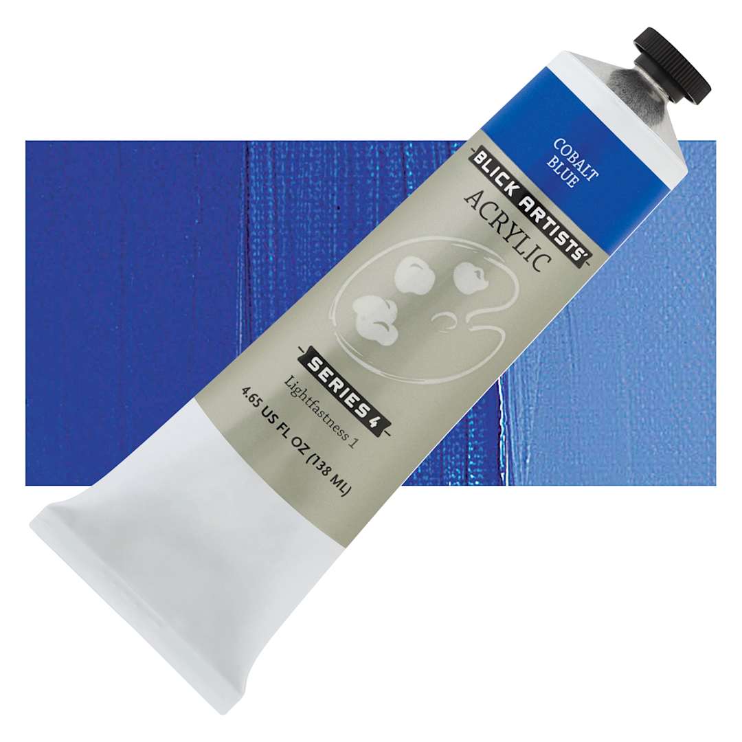 Open in modal - Blick Artists' Acrylic - Cobalt Blue, 4.65 oz tube and swatch