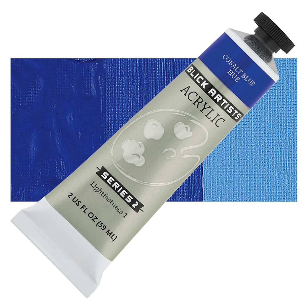 Open in modal - Blick Artists' Acrylic - Cobalt Blue Hue, 2 oz tube and swatch