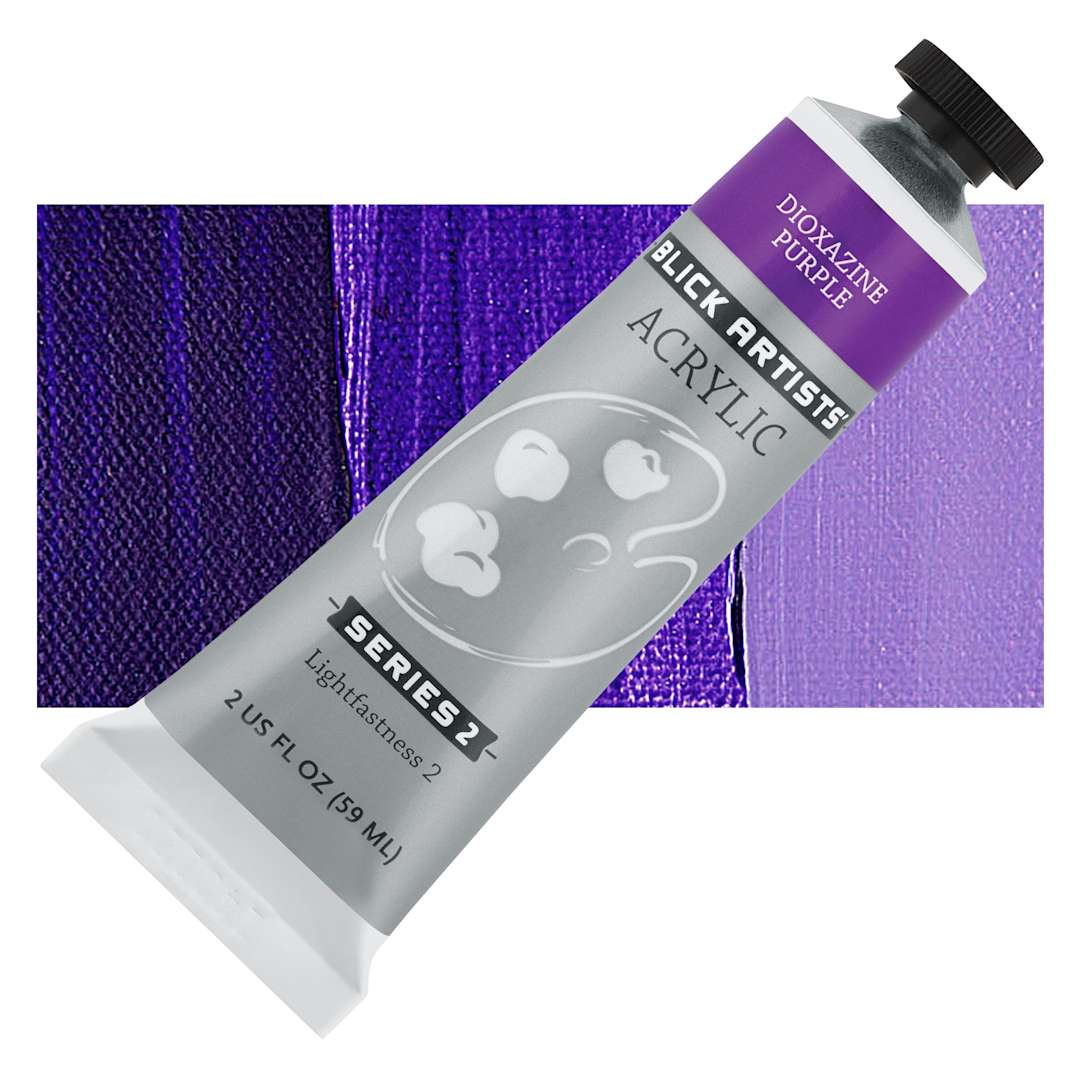 Open in modal - Blick Artists' Acrylic - Dioxazine Purple, 2 oz tube and swatch