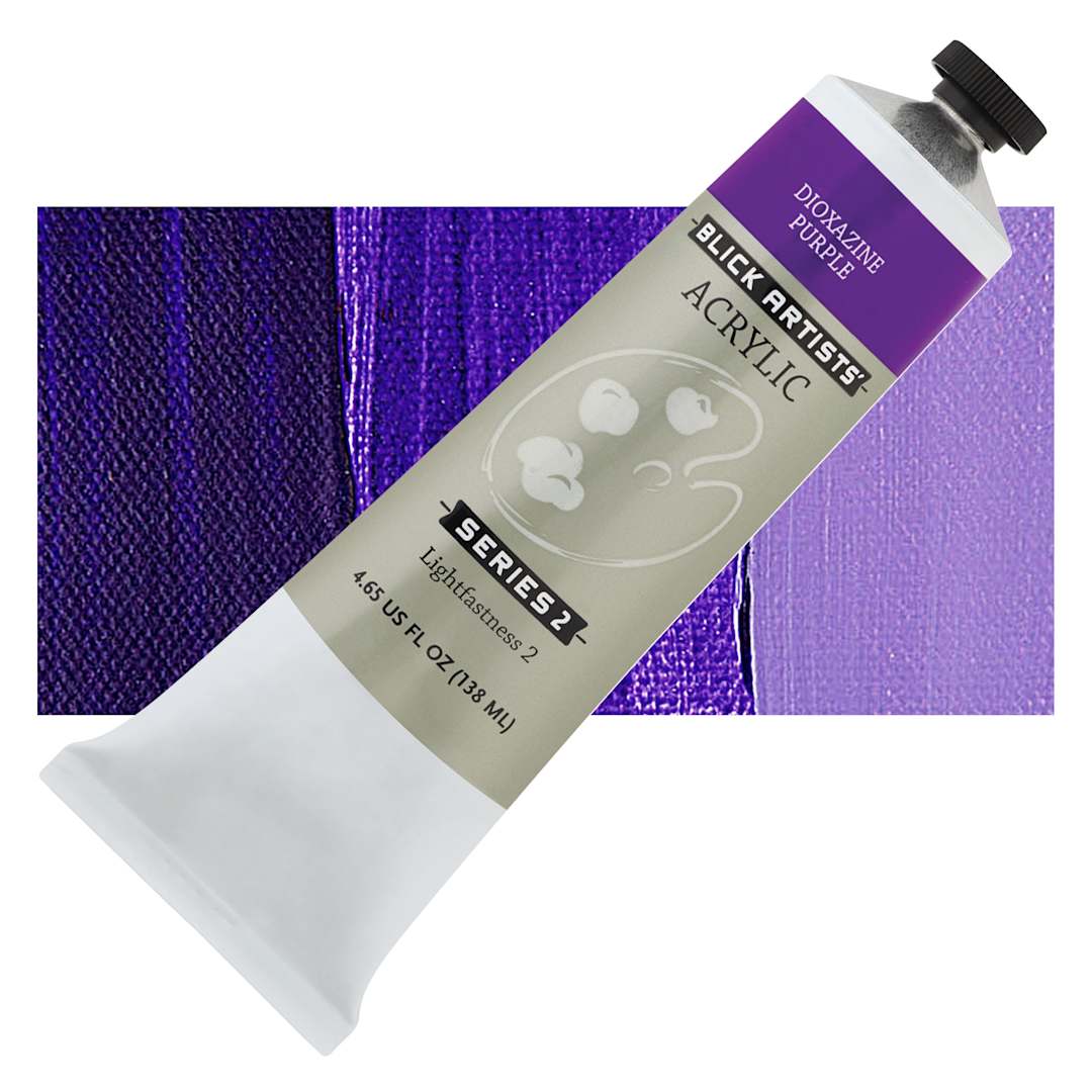 Open in modal - Blick Artists' Acrylic - Dioxazine Purple, 4.65 oz tube and swatch