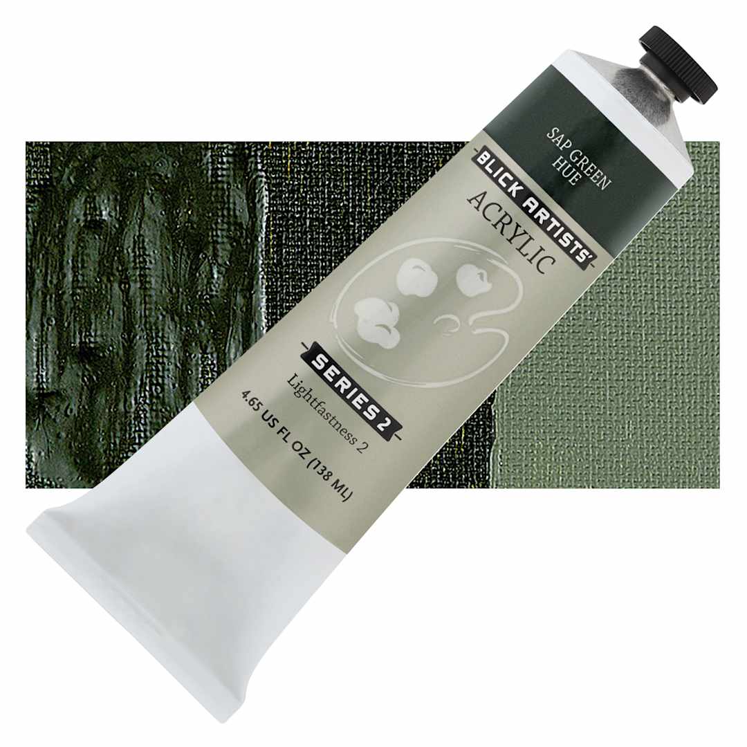 Open in modal - Blick Artists' Acrylic - Sap Green Hue, 4.65 oz tube and swatch