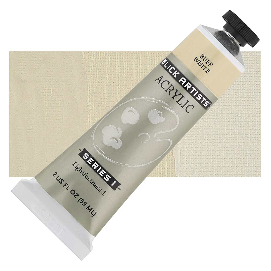 Open in modal - Blick Artists' Acrylic - Buff White, 2 oz tube and swatch