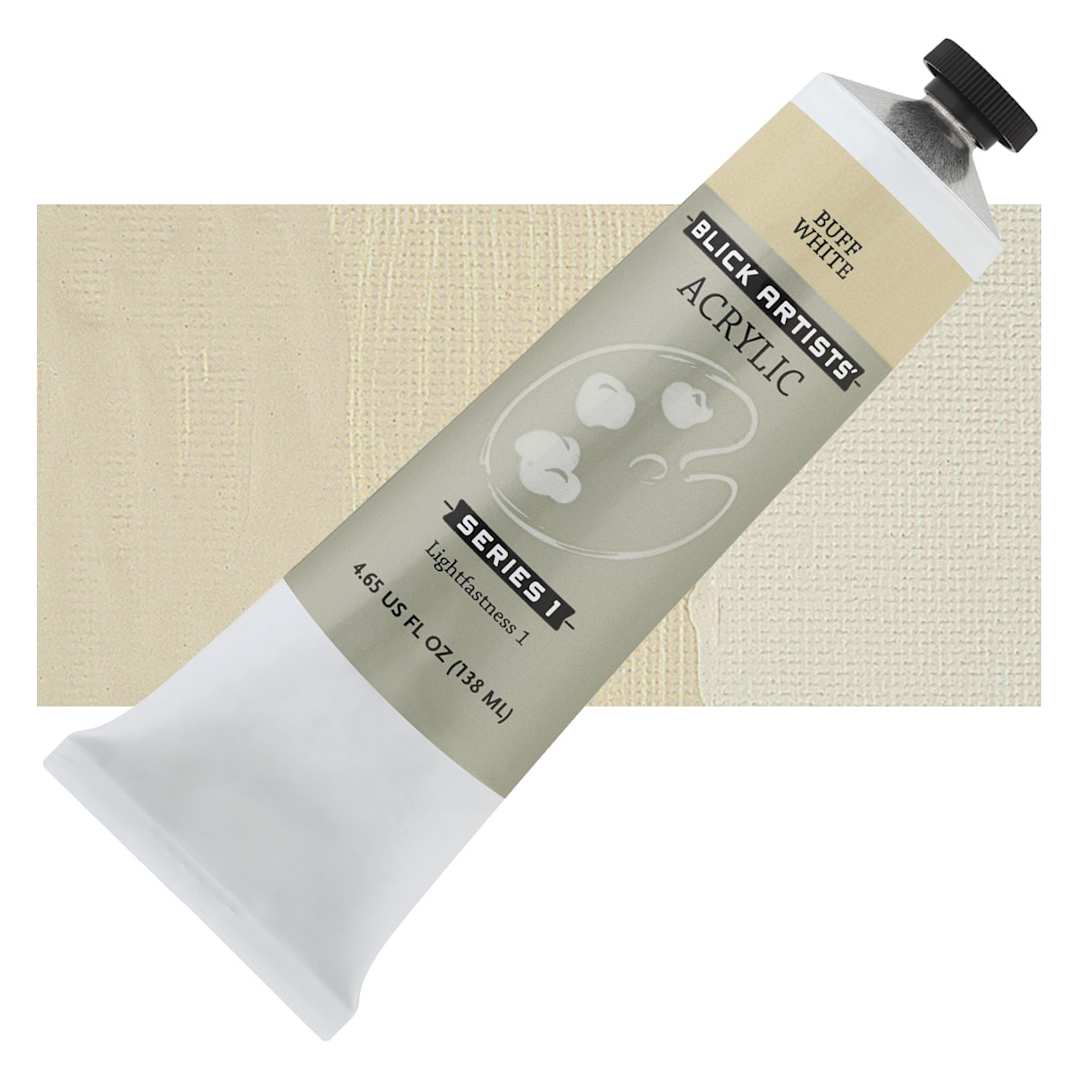 Open in modal - Blick Artists' Acrylic - Buff White, 4.65 oz tube and swatch