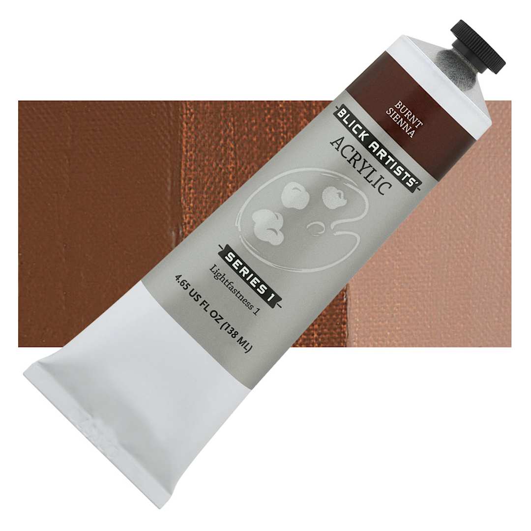 Open in modal - Blick Artists' Acrylic - Burnt Sienna, 4.65 oz tube and swatch