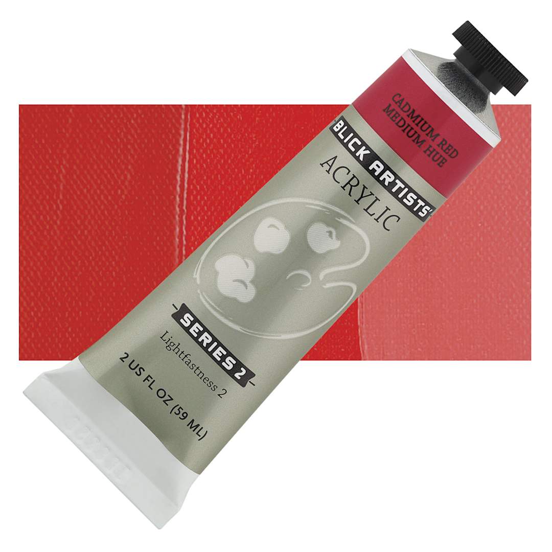 Open in modal - Blick Artists' Acrylic - Cadmium Red Medium Hue, 2 oz tube and swatch