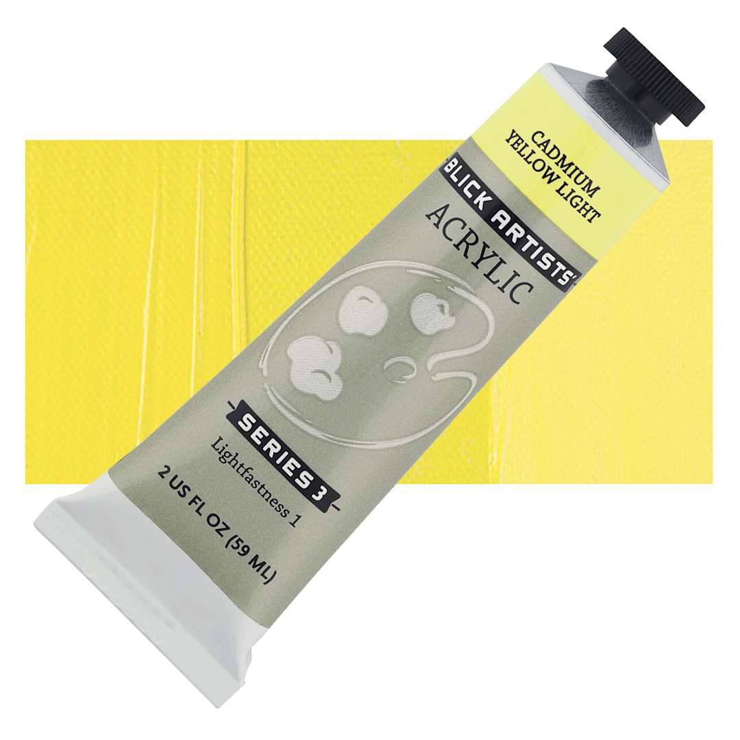 Open in modal - Blick Artists' Acrylic - Cadmium Yellow Light, 2 oz tube and swatch