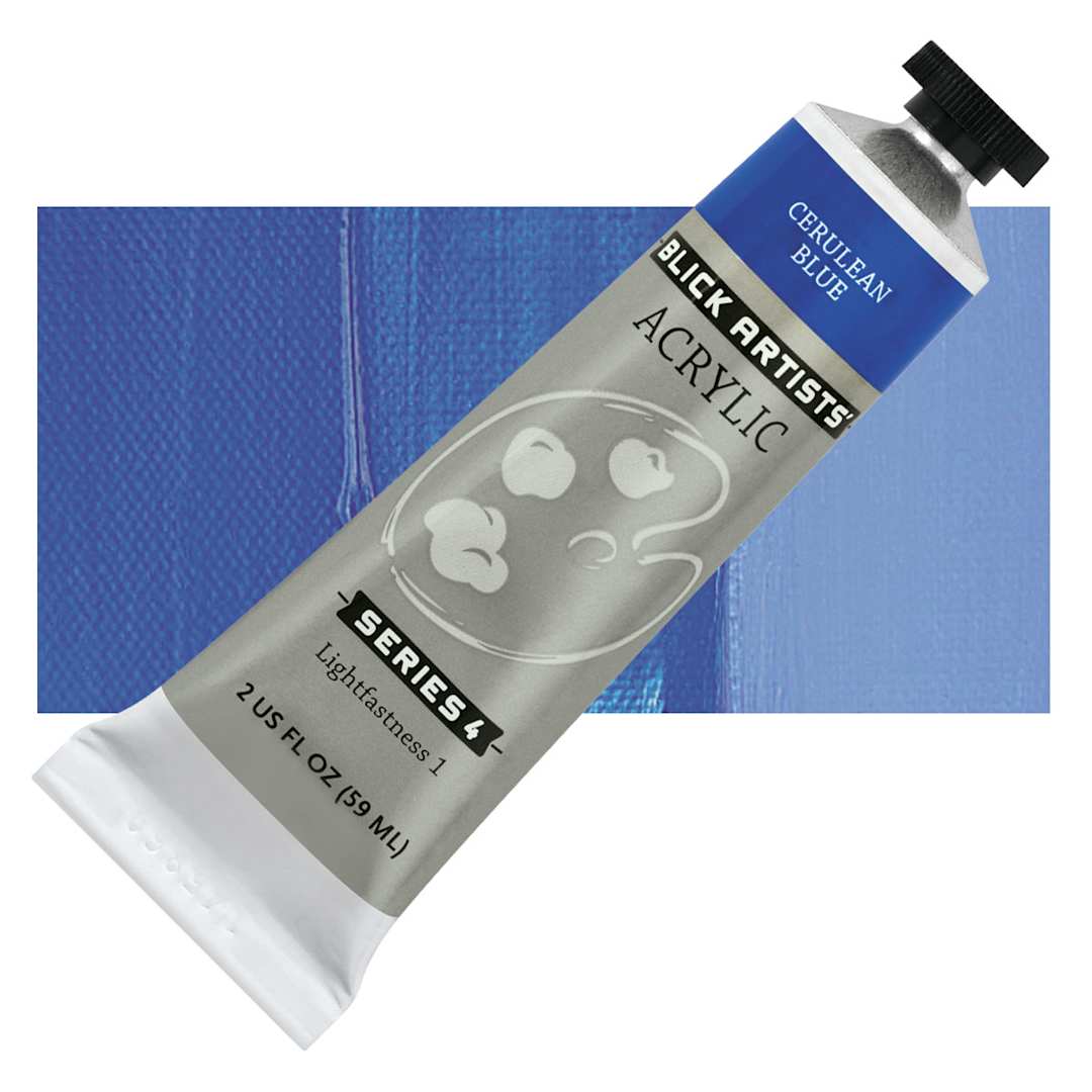 Open in modal - Blick Artists' Acrylic - Cerulean Blue, 2 oz tube and swatch