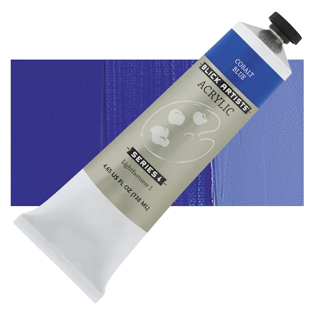 Open in modal - Blick Artists' Acrylic - Cobalt Blue, 4.65 oz tube and swatch