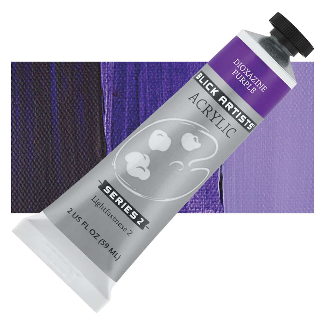 Open in modal - Blick Artists' Acrylic - Dioxazine Purple, 2 oz tube and swatch