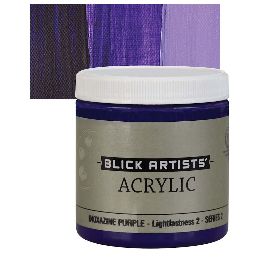 Open in modal - Blick Artists' Acrylic - Dioxazine Purple, 8 oz tube and swatch