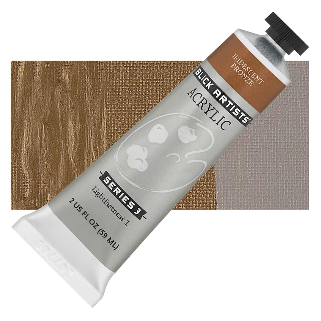 Open in modal - Blick Artists' Acrylic - Iridescent Bronze, 2 oz tube and swatch