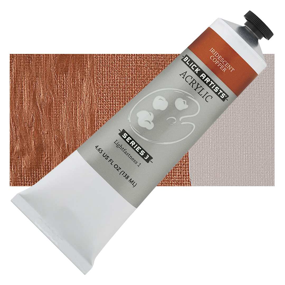 Open in modal - Blick Artists' Acrylic - Iridescent Copper, 4.65 oz tube and swatch