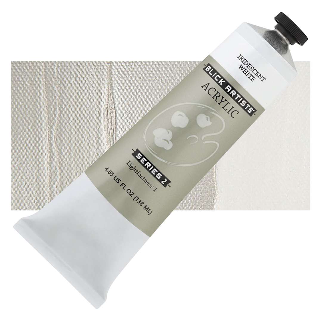 Open in modal - Blick Artists' Acrylic - Iridescent White, 4.65 oz tube and swatch