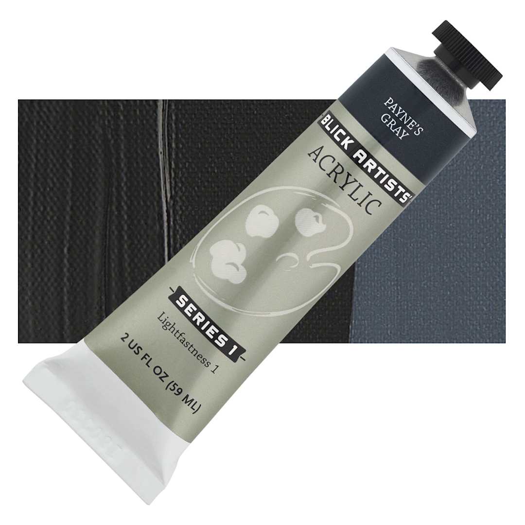 Open in modal - Blick Artists' Acrylic - Payne's Gray, 2 oz tube and swatch