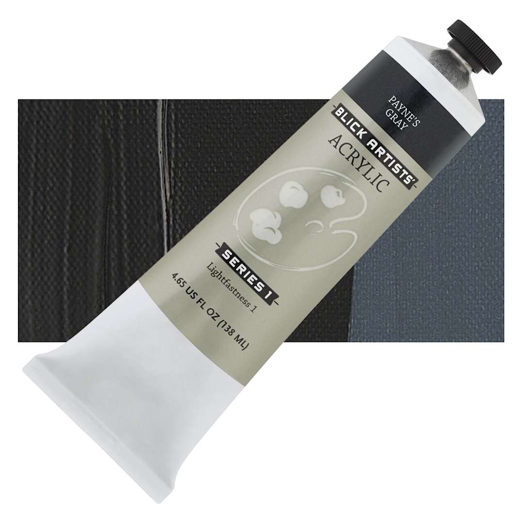 Open in modal - Blick Artists' Acrylic - Payne's Gray, 4.65 oz tube and swatch