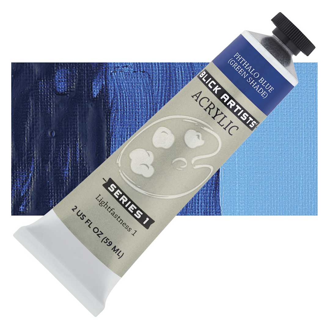 Open in modal - Blick Artists' Acrylic - Phthalo Blue Green Shade, 2 oz tube and swatch