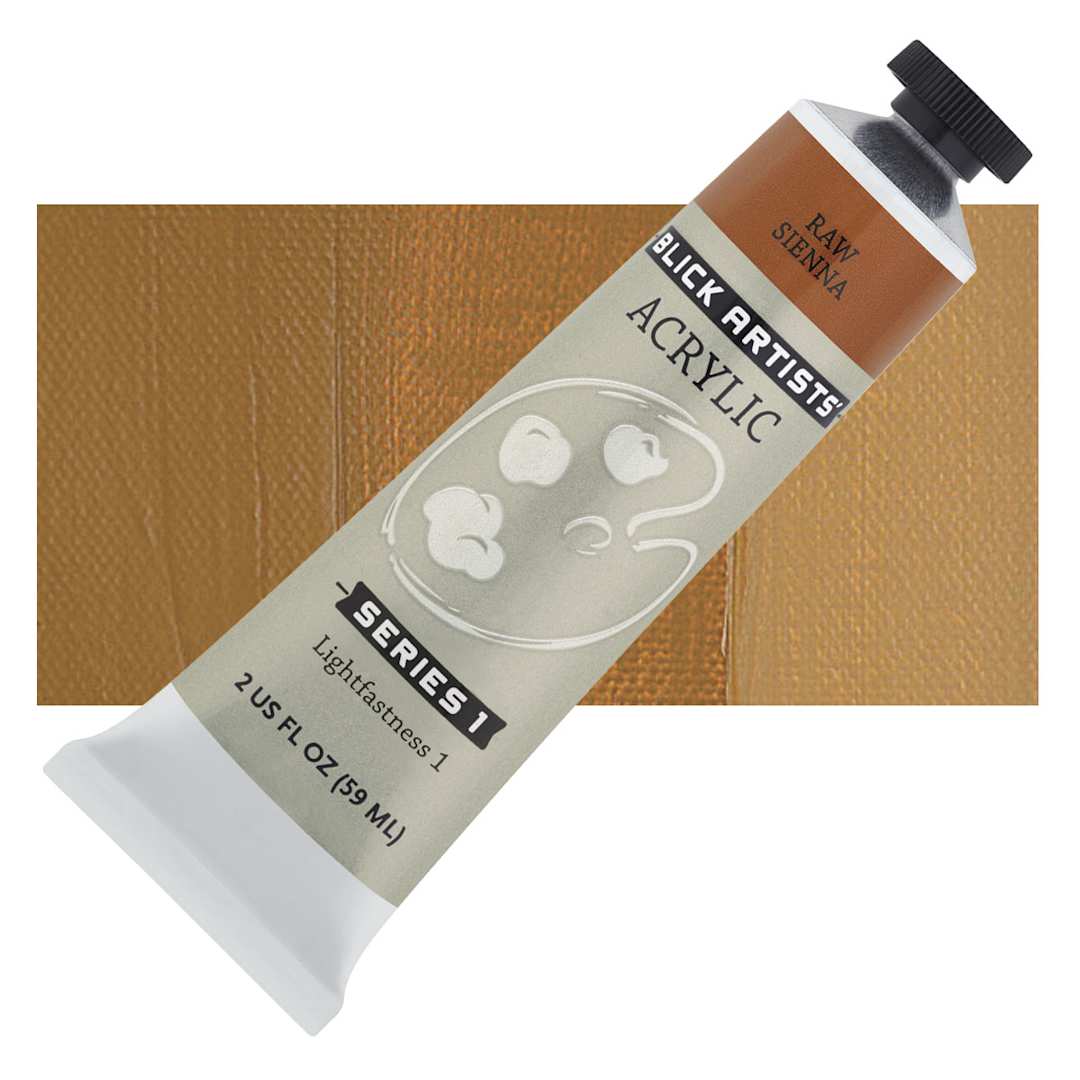 Open in modal - Blick Artists' Acrylic - Raw Sienna, 2 oz tube and swatch