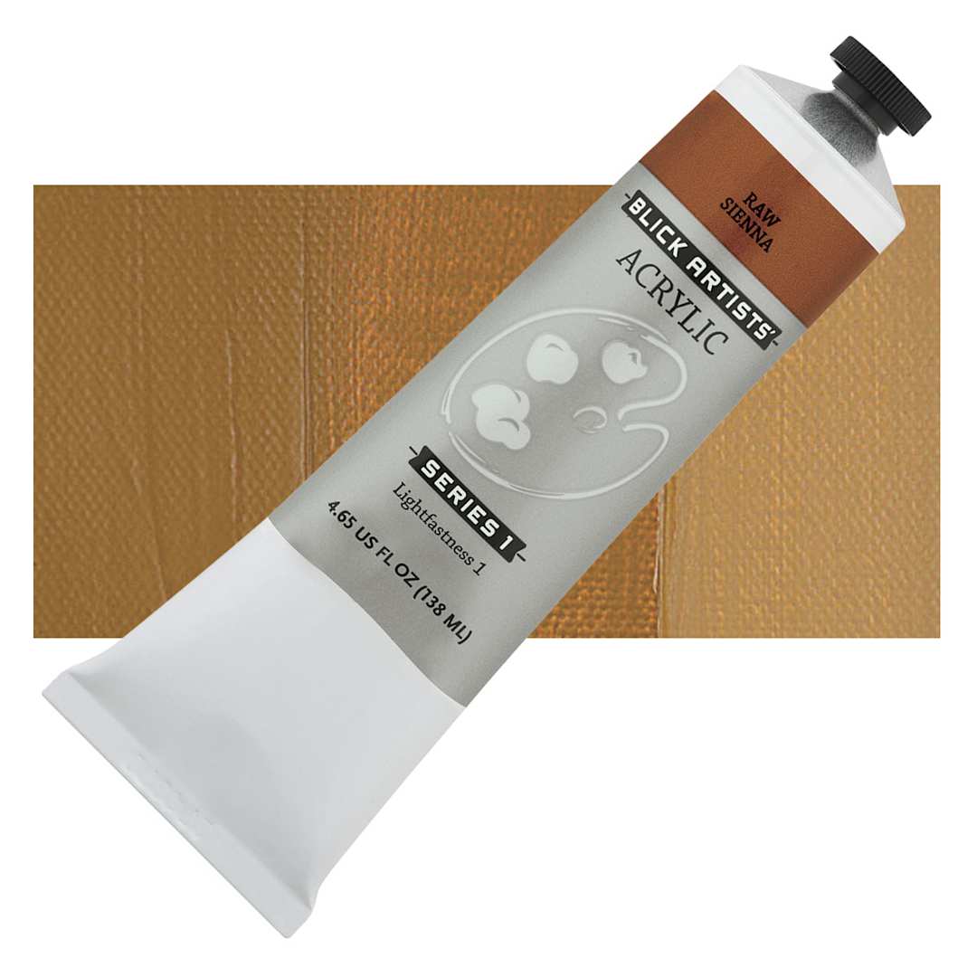 Open in modal - Blick Artists' Acrylic - Raw Sienna, 4.65 oz tube and swatch
