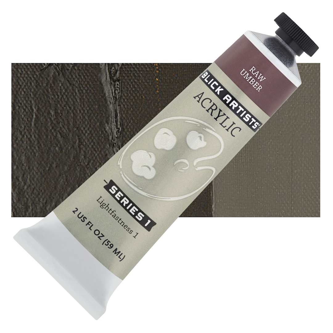 Open in modal - Blick Artists' Acrylic - Raw Umber, 2 oz tube and swatch