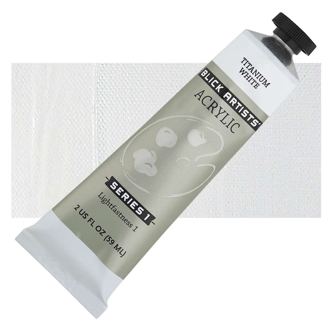 Open in modal - Blick Artists' Acrylic - Titanium White, 2 oz tube and swatch