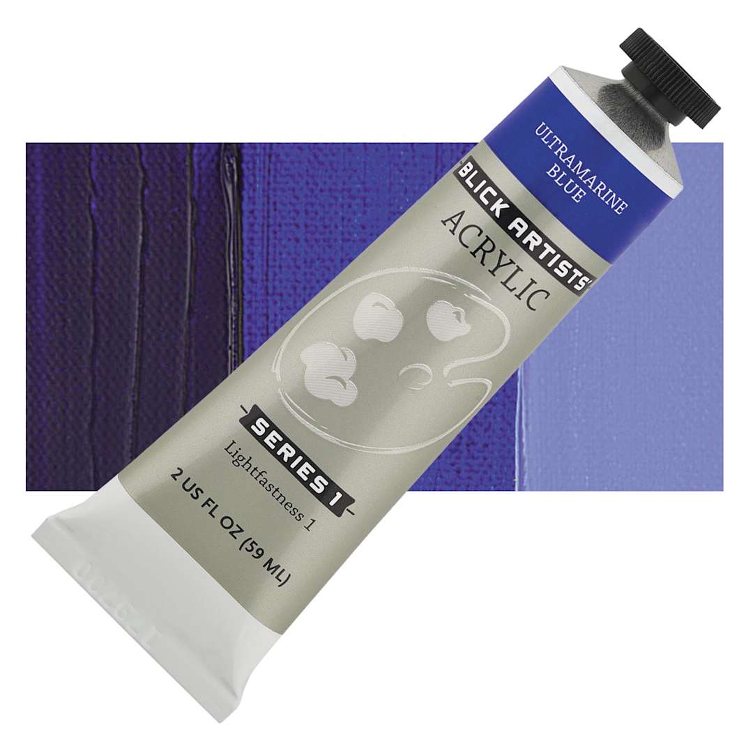 Open in modal - Blick Artists' Acrylic - Ultramarine Blue, 2 oz tube and swatch