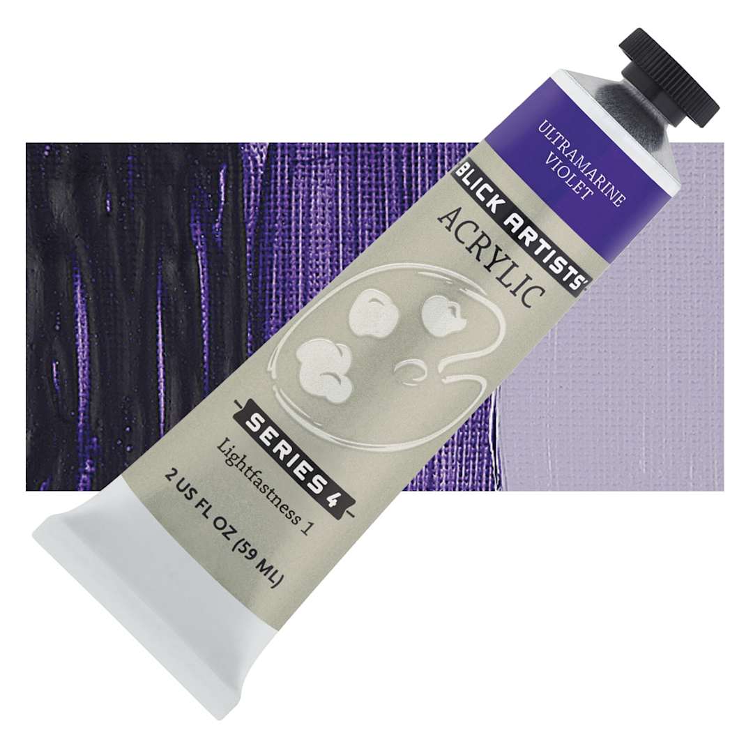 Open in modal - Blick Artists' Acrylic - Ultramarine Violet, 2 oz tube and swatch