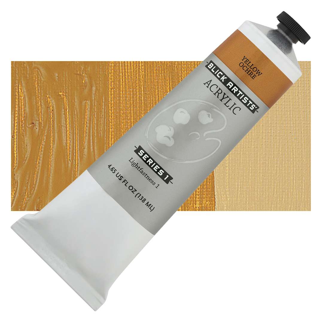 Open in modal - Blick Artists' Acrylic - Yellow Ochre, 4.65 oz tube and swatch