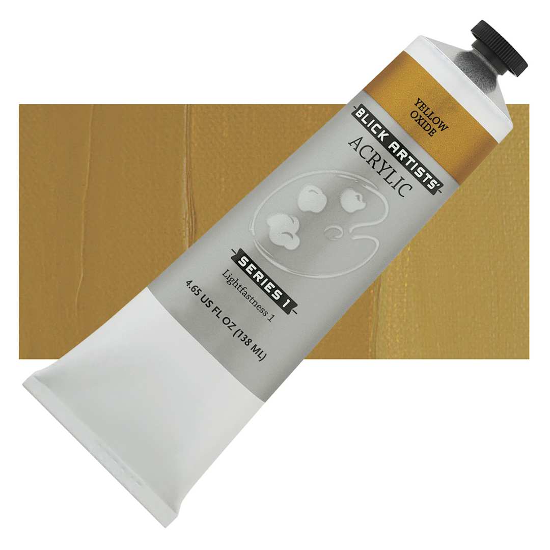 Open in modal - Blick Artists' Acrylic - Yellow Oxide, 4.65 oz tube and swatch