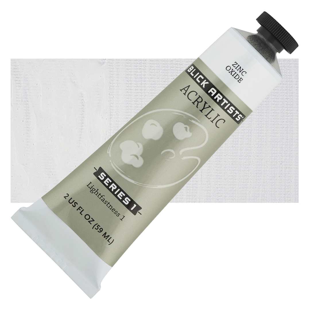 Open in modal - Blick Artists' Acrylic - Zinc Oxide, 2 oz tube and swatch