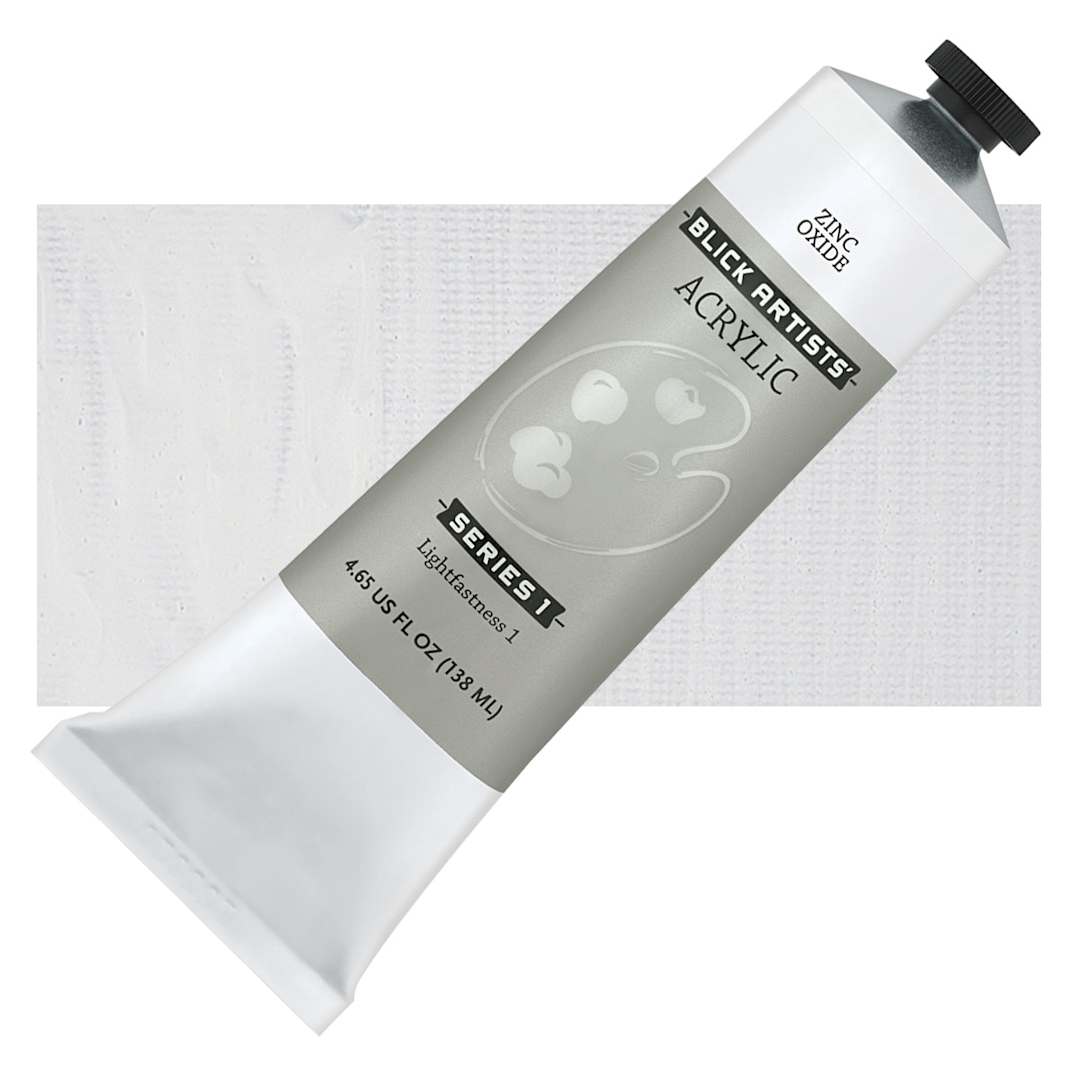 Open in modal - Blick Artists' Acrylic - Zinc Oxide, 4.65 oz tube and swatch